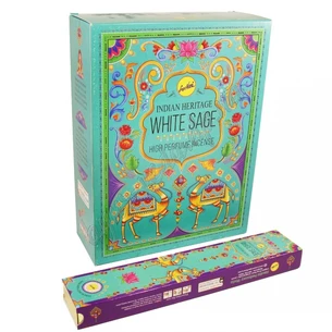 Пахощі White Sage, Sree Vani agarbatti Indian Heritage 15г, Аромапалочки масальные благовония Белый Шалфей Шри Вани Біла Шавлія,