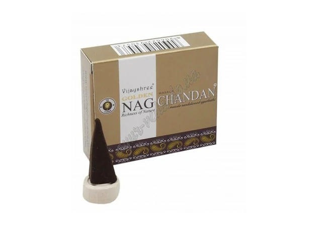 Фото 1 - Аромапалочки безосновные Vijayshree Golden Nag Chandan dhoop cones 10шт