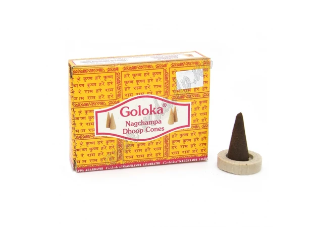 Фото 1 - Aroma sticks, baseless incense, Goloka Nag Champa 10 cones, Goloka Nag Champa dhoop cones