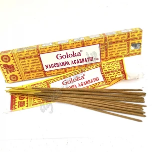 Пахощі Голока Наг Чампа 15г, Благовоние пыльцовое Goloka Nag Champa Masala Incense, Аромапалочки имасальные благовония, Аюрведа