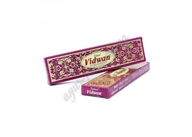 Фото 1 - Пахощі Відван Туласи 12шт, Tulasi Vidwan Premium Masala Incense, Благовоние пыльцовое масальное Видван, Аюрведа Здесь