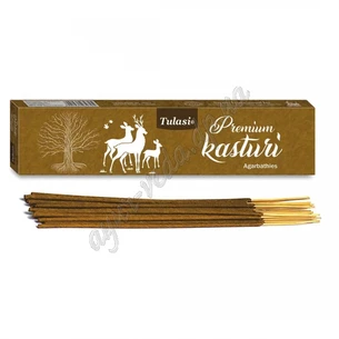Пахощі Кастурі преміум Туласи 25г, Tulasi Premium Kasturi Masala Incense, Кастури, Муск, Благовоние пыльцовое масальное, аромапа