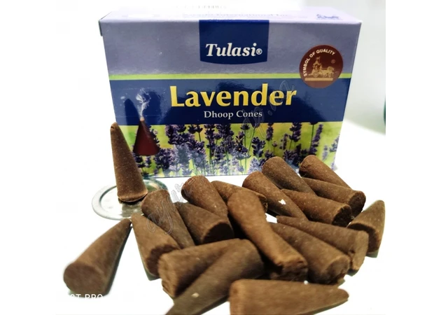 Фото 1 - Aroma sticks Lavender Tulasi cones 20pcs, Lavender Tulasi Cones