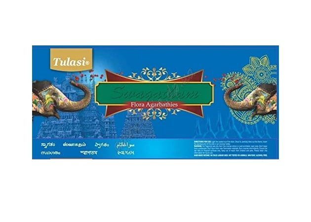 Фото 1 - Аромат Свагатам Флора Туласы 10шт, Tulasi Flora Swagatam Masala Incense, сандал, ладан, Наг чампа, Благовоное пыльцовое массально