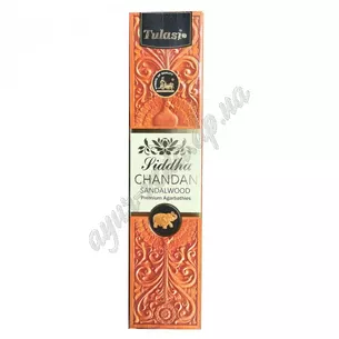 Аромат Сиддха Чандан (сандал) премиум Туласы 25г, Tulasi Premium Siddha Chandan Sandalwood Masala Incense, Сиддха, Благовонная пыль