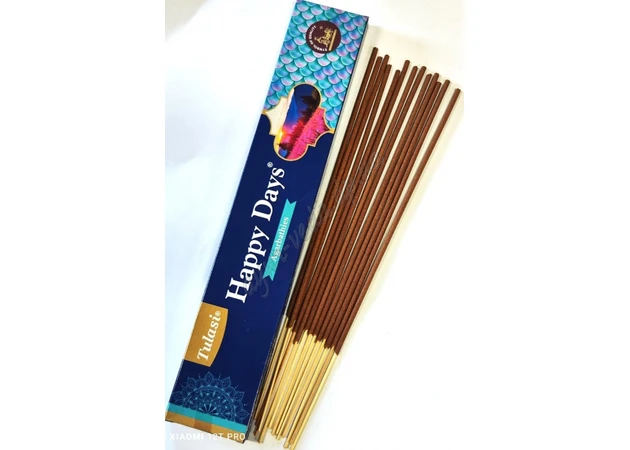 Фото 1 - Аромапалочки Хеппи дейз Туласы 15г, Tulasi HAPPY DAYS Incense, Благовоние пыльцовое масальное, Благовония, аромапалочки
