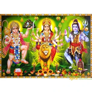 Poster Indian Gods 49*70 cm. Hanuman Durga Shiva Jothi 8623, Ayurveda Here
