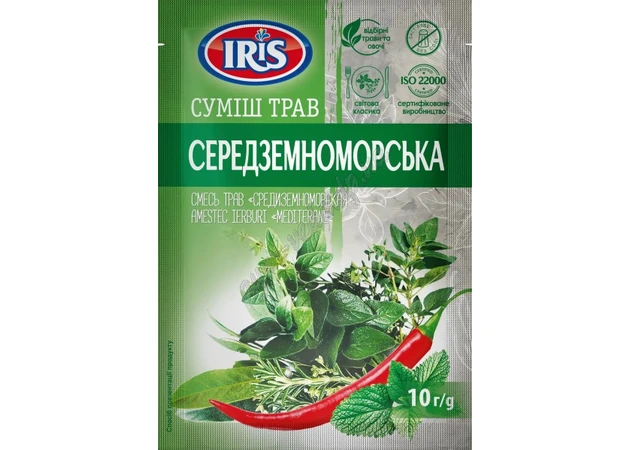 Фото 1 - Приправа суміш трав «СЕРЕДЗЕМНОМОРСЬКА» ТМ «IRIS» 10г, Аюрведа Здесь