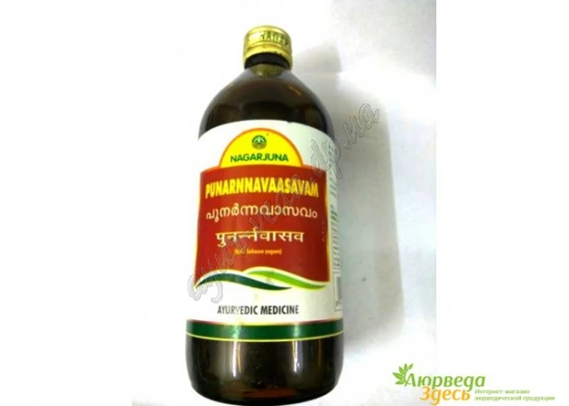 Фото 1 - Пунарнавасавам Нагарджуна 450мл, Nagarjuna Herbal Punarnnavaasavam, для почек и при анемии, Аюрведа Здесь