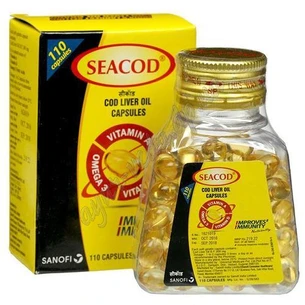 Рыбий жир 110 кап., масло печени трески Seacod, Sanofi, India