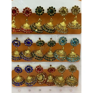Jumke earrings in assorted colors. l-2.7 cm w-0.7 cm 120120, UT-00004521, Indian earrings, Ayurveda