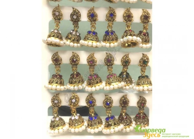 Фото 1 - Bell earrings with beads in ass UT-00002038, Ayurveda