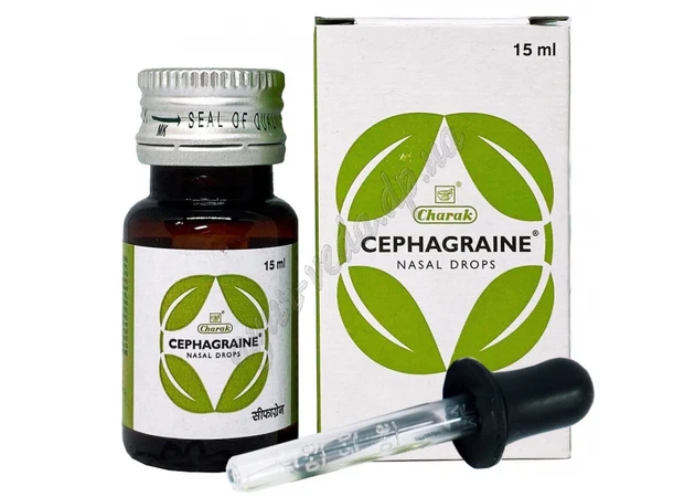 Фото 1 - Сефаграин капли 15мл Чарак, Cephagraine Nasal Drops Charak срок 01/24 включительно, при мигрени, улучшение кровообращения мозга, Аю