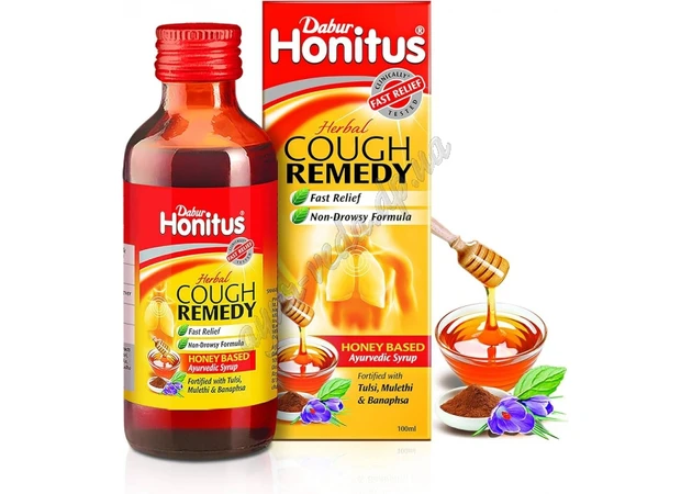 Фото 1 - Сироп Хонитус Дабур 100мл от кашля, Хонитус, Dabur Honitus cough syrup, Аюрведа