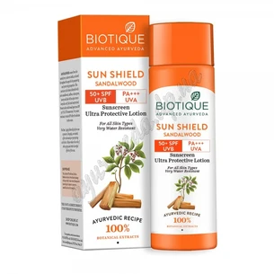 Sunscreen lotion Bio Sandal SPF 50+ 120 ml. Biotique, Bio Sandalwood Lotion SPF50 Biotique, Sunscreen lotion, Ayurveda