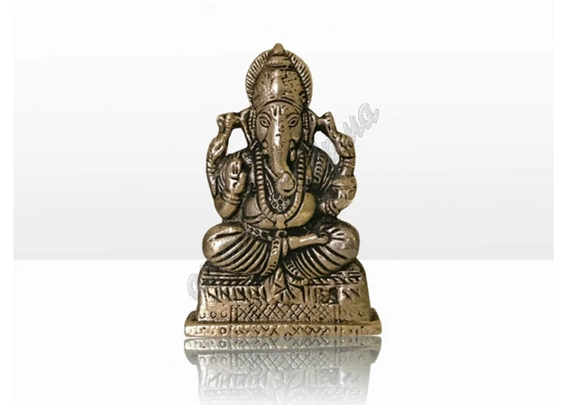 Фото 1 - Ganesha figurine flat. copper alloy, width 6cm, height 9cm, statuette of Ganesha, Ganesha, Ayurveda