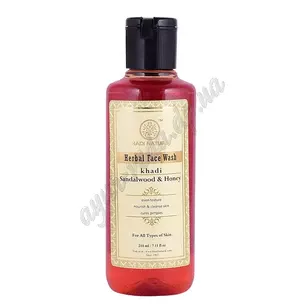 Травяной гель для умывания Сандал и Мед 210мл, Кхади Нейчурал, Herbal Face Wash Sandalwood & Honey, Khadi Natural™, Травяной Са