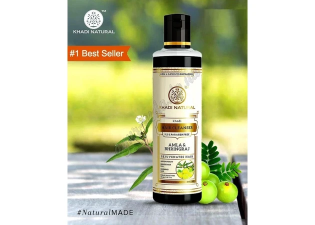 Фото 1 - Травяной шампунь Амла Брингородж Кхади 210мл, Khadi Natural Herbal Amla & Bhringraj SLS & Paraben Free, Травяной Кхады, Аюрве