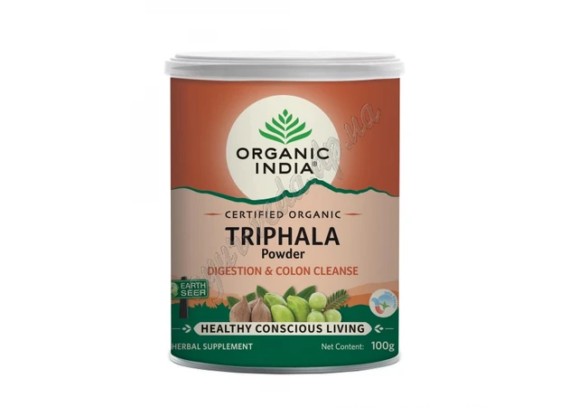 Фото 1 - Трифала чурна Органик Индия 100г, Organic India Triphala, трифала органик, очищение организма и улучшение работы желудка, Аюрве