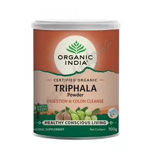 Трифала чурна Органик Индия 100г, Organic India Triphala, трифала органик, очищение организма и улучшение работы желудка, Аюрве