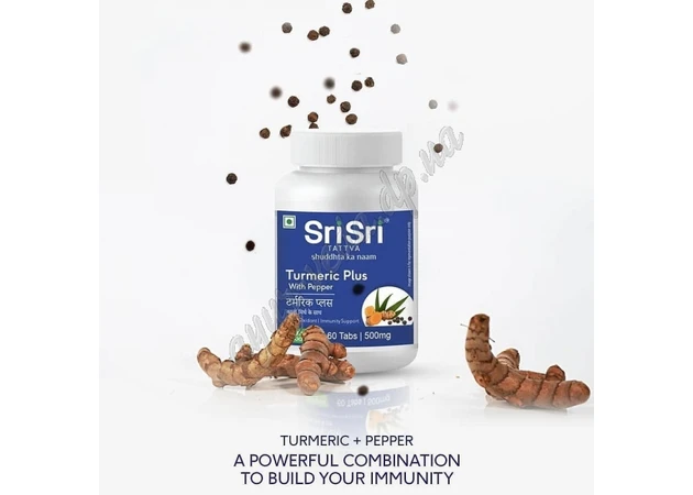 Фото 1 - Turmeric Plus 60 tabs Sri Sri Tattva, Turmeric Plus Sri Sri Tattva, Curcumin, Turmeric plus, Ayurvedic elixir, Ayurveda