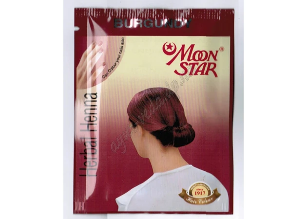 Фото 1 - Hair dye Moon Star 10g Burgundy Izuex, Henna hair dye Moon Star Burgundy izuex, Burgundy+shampoo, Ayurveda
