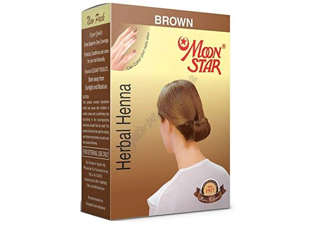 Фото 2 - Фарба для волосся Мун Стар 10г Коричнева, Краска Хна для волос Moon Star Brown izuex, коричневая+шампунь, Аюрведа Здесь