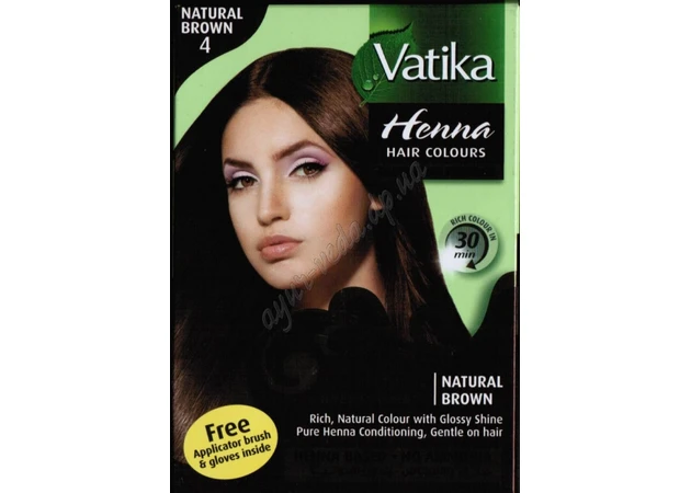 Фото 1 - Краска Дабур Ватика коричневая 6 пак по 10г, Краска Дабур Ватика Dabur VATIKA Naturals Коричневая для волос на основе натуральной