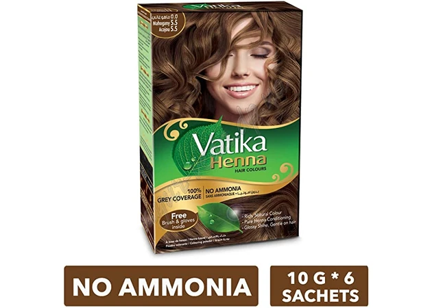 Фото 1 - Краска Дабур Ватика Махагони 60г, Краска Дабур Ватика Dabur VATIKA Naturals Mahagoni Махагоны для волос на основе натуральной хны