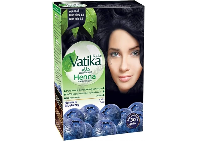 Фото 1 - Краска Дабур Ватика Сине-Черный 6 пак по 10г, Краска Ватика Dabur