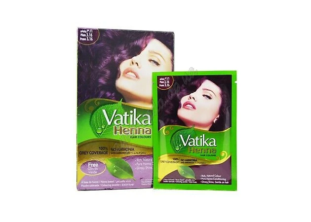 Фото 1 - Фарба Дабур Ватіка Сливова 6 пак по 10г, Краска Ватика Dabur VATIKA Naturals Plum Сливовий для волос на основе натуральной хны,