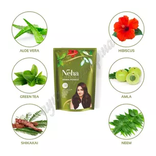 Хна для волосся Неха Хербал 140г, Neha Herbals Mehandi, Хна для волос, з натуральними аюрведичними травами та плодами, Аюрведа