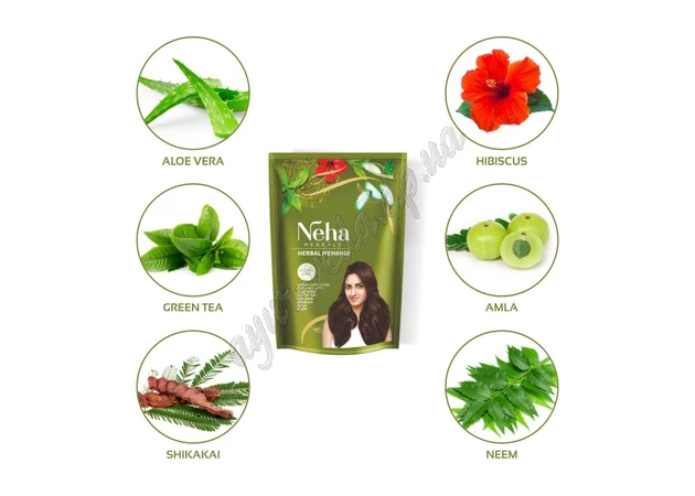 Фото 1 - Хна для волосся Неха Хербал 140г, Neha Herbals Mehandi, Хна для волос, з натуральними аюрведичними травами та плодами, Аюрведа З