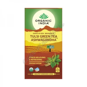 Tea Organic India, 25 packs, Tulsi Ashwagandha, Tulsi Green Tea Ashwagandha, Organic India, Tea Organic India, Tulsi Ashwagandha, A