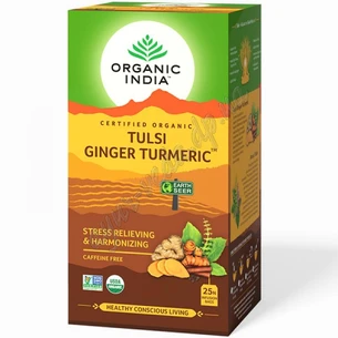 Tea Organic India, 25 packs, Tulsi Ginger Turmeric, Tulsi Ginger Turmeric, Organic India, Tea Organic India, Tulsi Ashwagandha, Ayurveda