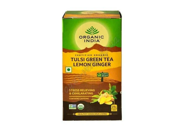 Фото 1 - Чай Органік Індія, 25 пак., Тулсі Імбир Лемонграсс, Organic India Tulsi Green Tea Lemon Ginger , Чай Органик Индия, Тулси Лемонг