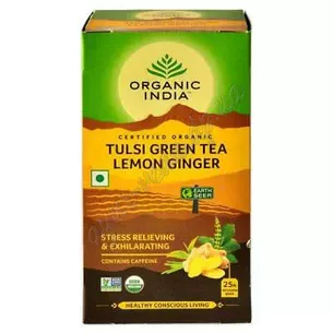 Tea Organic India, 25 packs, Tulsi Ginger Lemongrass, Organic India Tulsi Green Tea Lemon Ginger, Tea Organic India, Tulsi Lemon