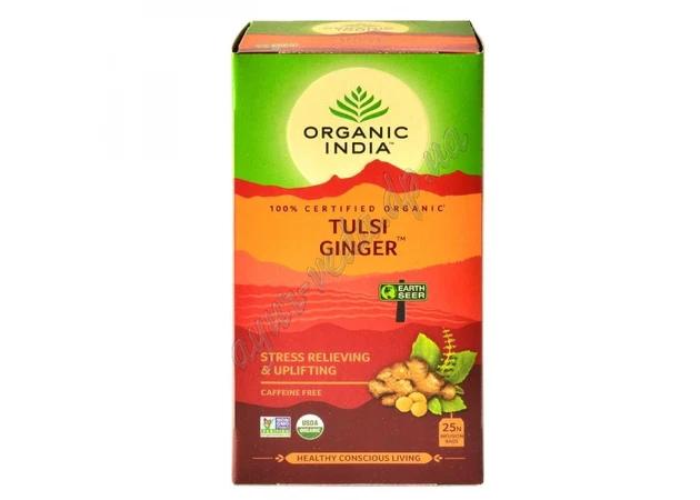 Фото 1 - Tea Organic India, 25 packs, Tulsi Ginger, Basilic Ginger, Tulsi Ginger, Organic India, Tea Organic India, Tulsi Ginger, Ayurveda Zd