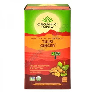 Tea Organic India, 25 packs, Tulsi Ginger, Basilic Ginger, Tulsi Ginger, Organic India, Tea Organic India, Tulsi Ginger, Ayurveda Zd