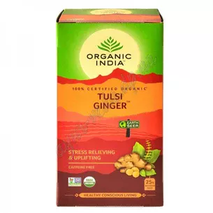 Tea Organic India, 25 packs, Tulsi Ginger, Basilic Ginger, Tulsi Ginger, Organic India, Tea Organic India, Tulsi Ginger, Ayurveda Zd