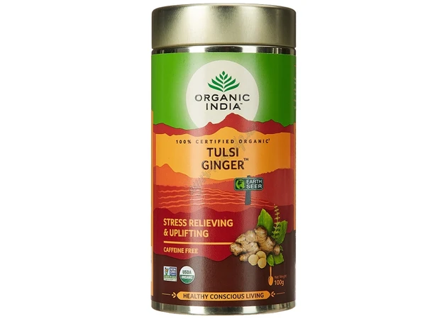 Фото 1 - Чай органічний Органик Индия 100г Тулси Имбирь Базилик Имбирь, Tulsi Ginger Organic India, Аюрведа Здесь
