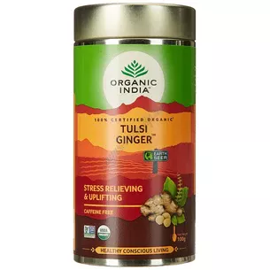 Tea organic Organic India 100g Tulsi Ginger Basil Ginger, Tulsi Ginger Organic India, Ayurveda