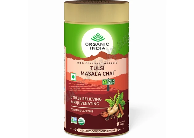Фото 1 - Tea Tulsi Basil-Masala Organic India metal 100g, Tulsi-Masala tea Organic India, Ayurveda
