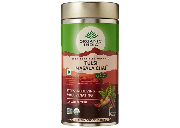 Фото 2 - Tea Tulsi Basil-Masala Organic India metal 100g, Tulsi-Masala tea Organic India, Ayurveda