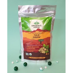 Tulsi Ginger tea, 100 g, slim pack, Organic India, Basil Ginger, Tulsi Ginger, Organic India, Ayurveda