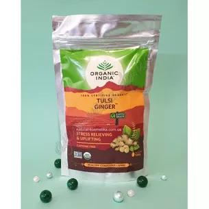 Tulsi Ginger tea, 100 g, slim pack, Organic India, Basil Ginger, Tulsi Ginger, Organic India, Ayurveda
