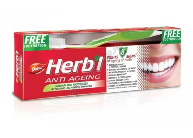 Фото 1 - Червона Зубна паста Дабур Ред 150г, Антивікова, Red Toothpaste Dabur, Красная Зубная паста Дабур Рэд, Щітка в подарунок! Аюрведа