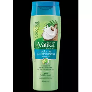 Шампунь Дабур Ватіка 200 мл Кокос, Dabur Vatika Volume & Thickness Shampoo, Шампунь Ватика кокос густые и объёмные волосы, Аюрве