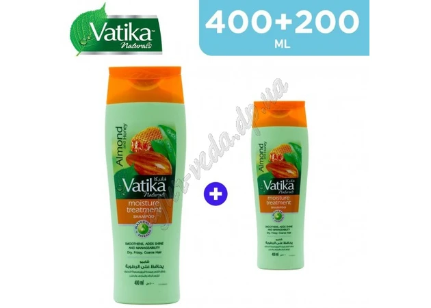 Фото 1 - Шампунь Дабур Ватика Миндаль 400+200мл, Dabur Vatika Naturals Almond Moisturizing Shampoo, Шампунь Ватика Увлажняющий сладкий