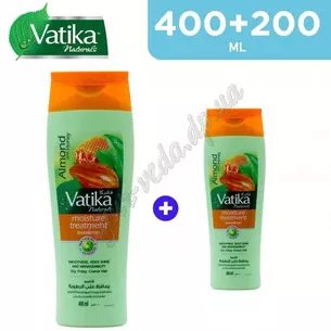 Шампунь Дабур Ватика Миндаль 400+200мл, Dabur Vatika Naturals Almond Moisturizing Shampoo, Шампунь Ватика Увлажняющий сладкий